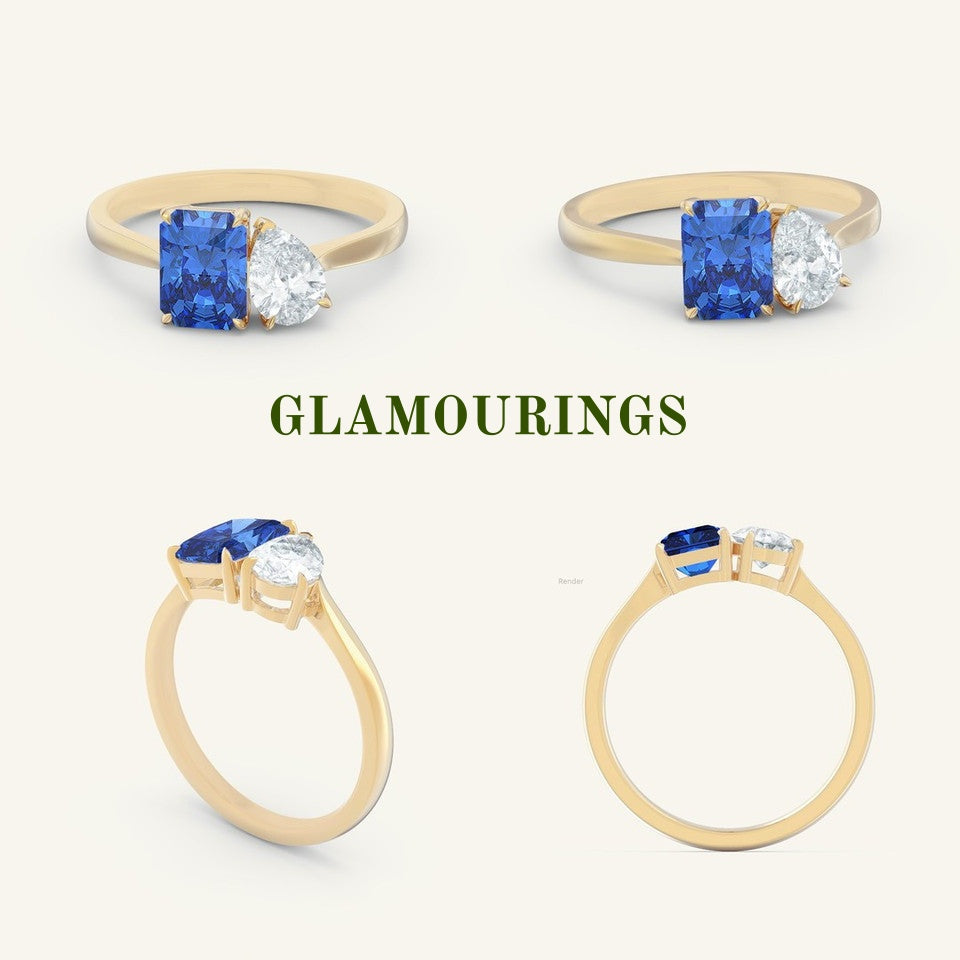 1.39ct Radiant Peach Sapphire Engagement Ring