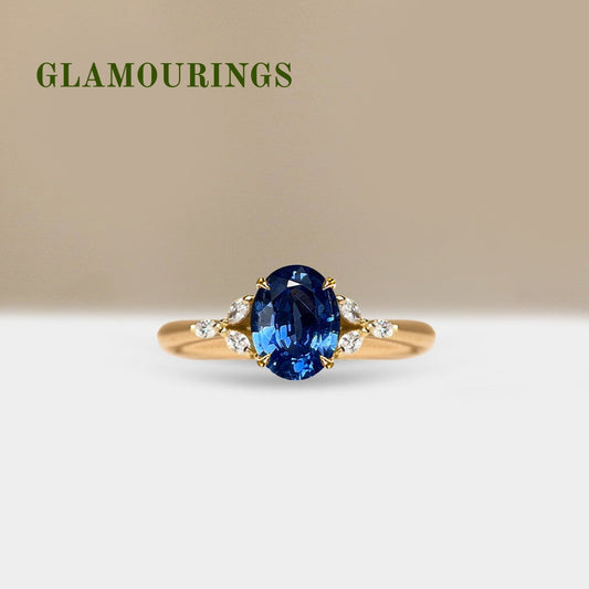 1.06ct Oval Blue Sapphire Engagement Ring