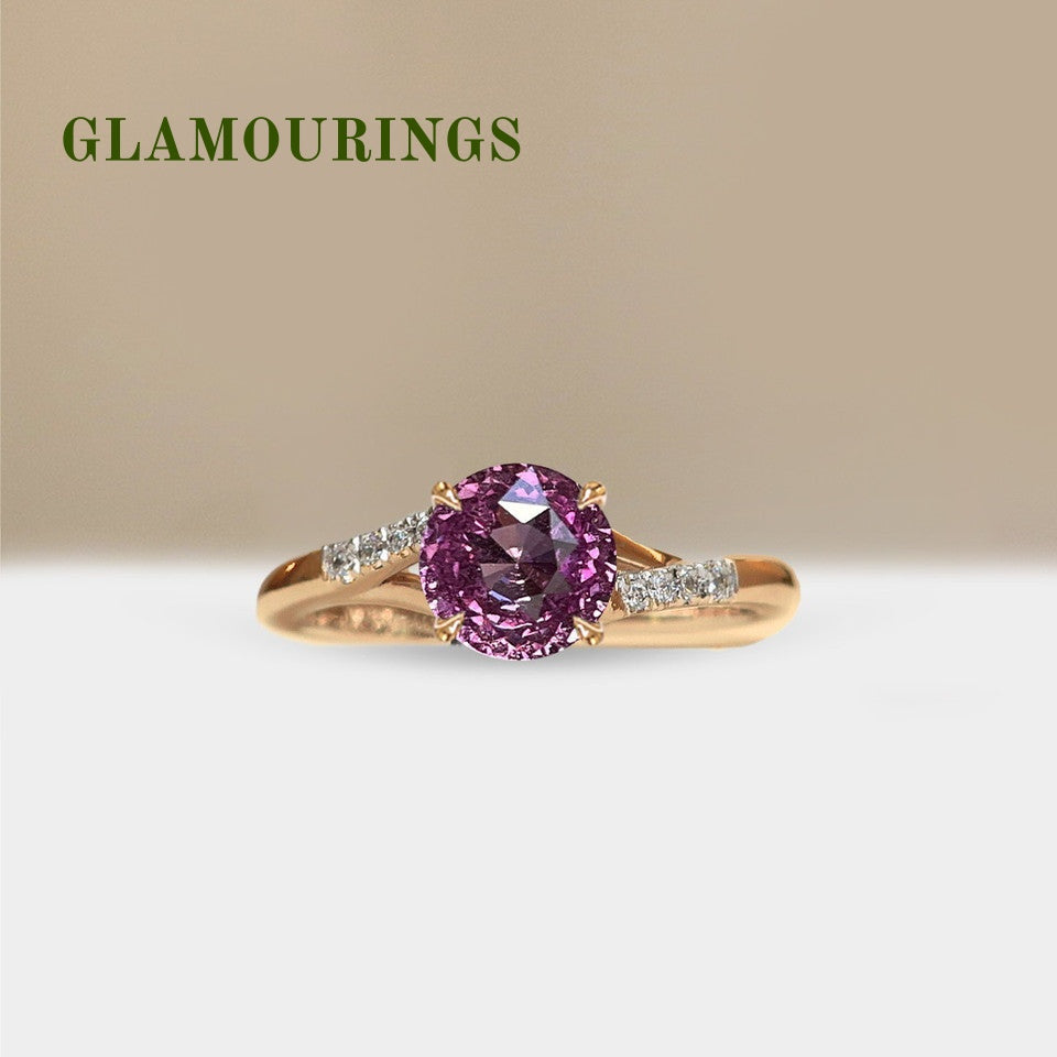 1.34ct Round Peach Sapphire Engagement Ring