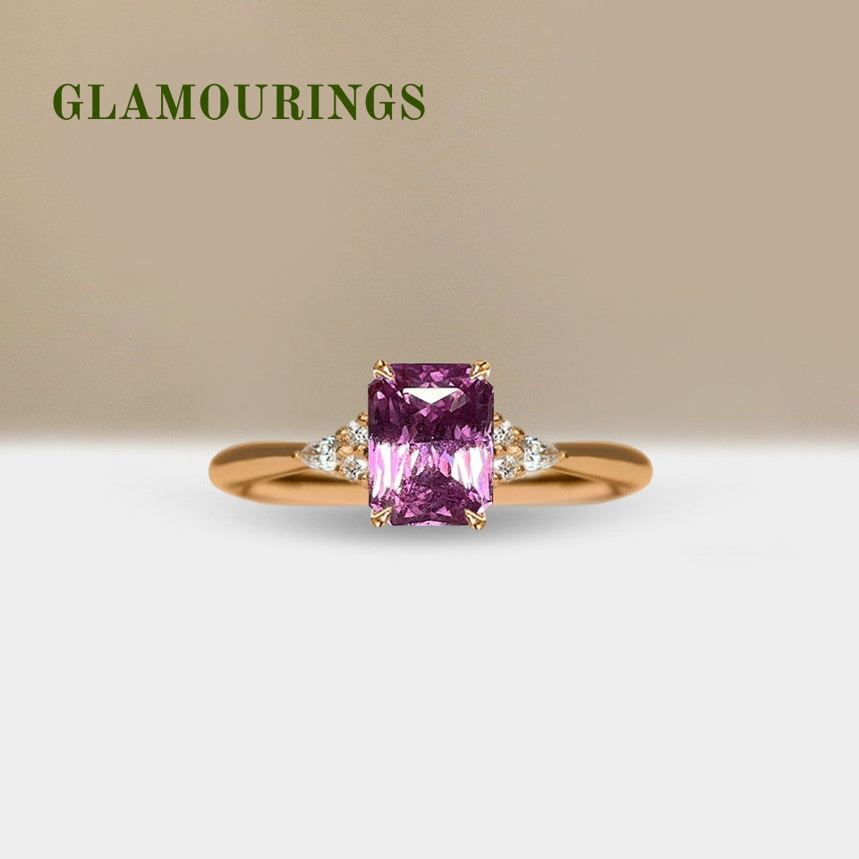 1.39ct Radiant Peach Sapphire Engagement Ring
