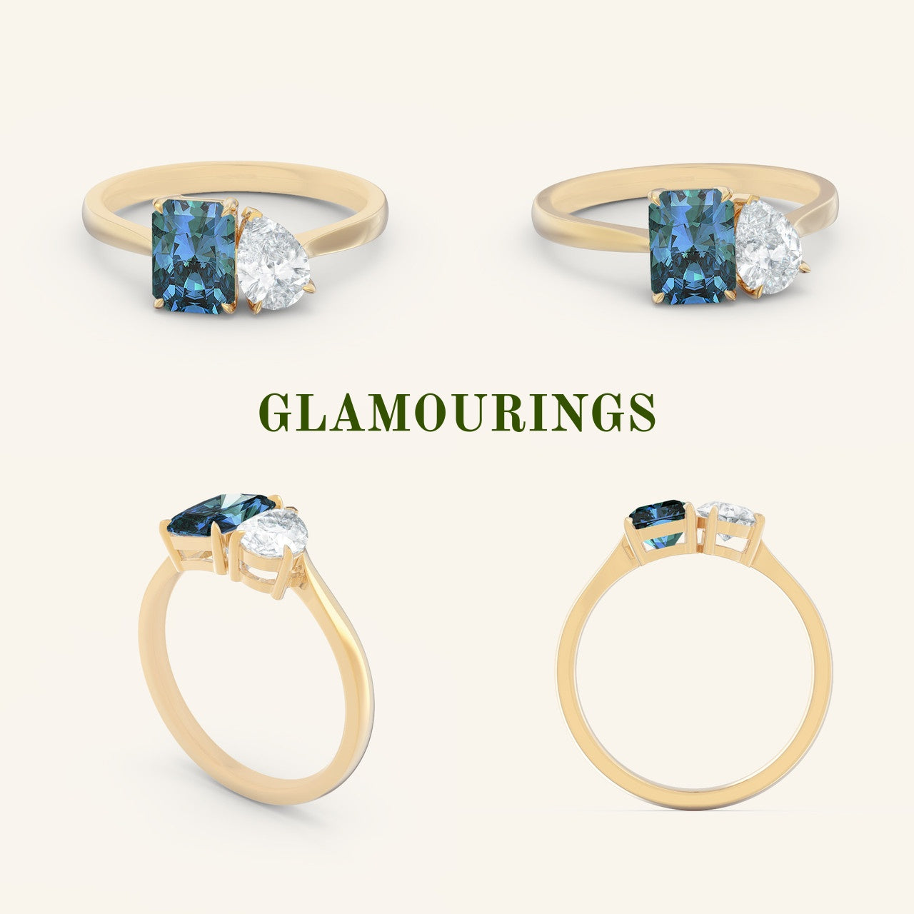 1.07ct Emerald Cut Australian Parti Teal Sapphire Engagement Ring