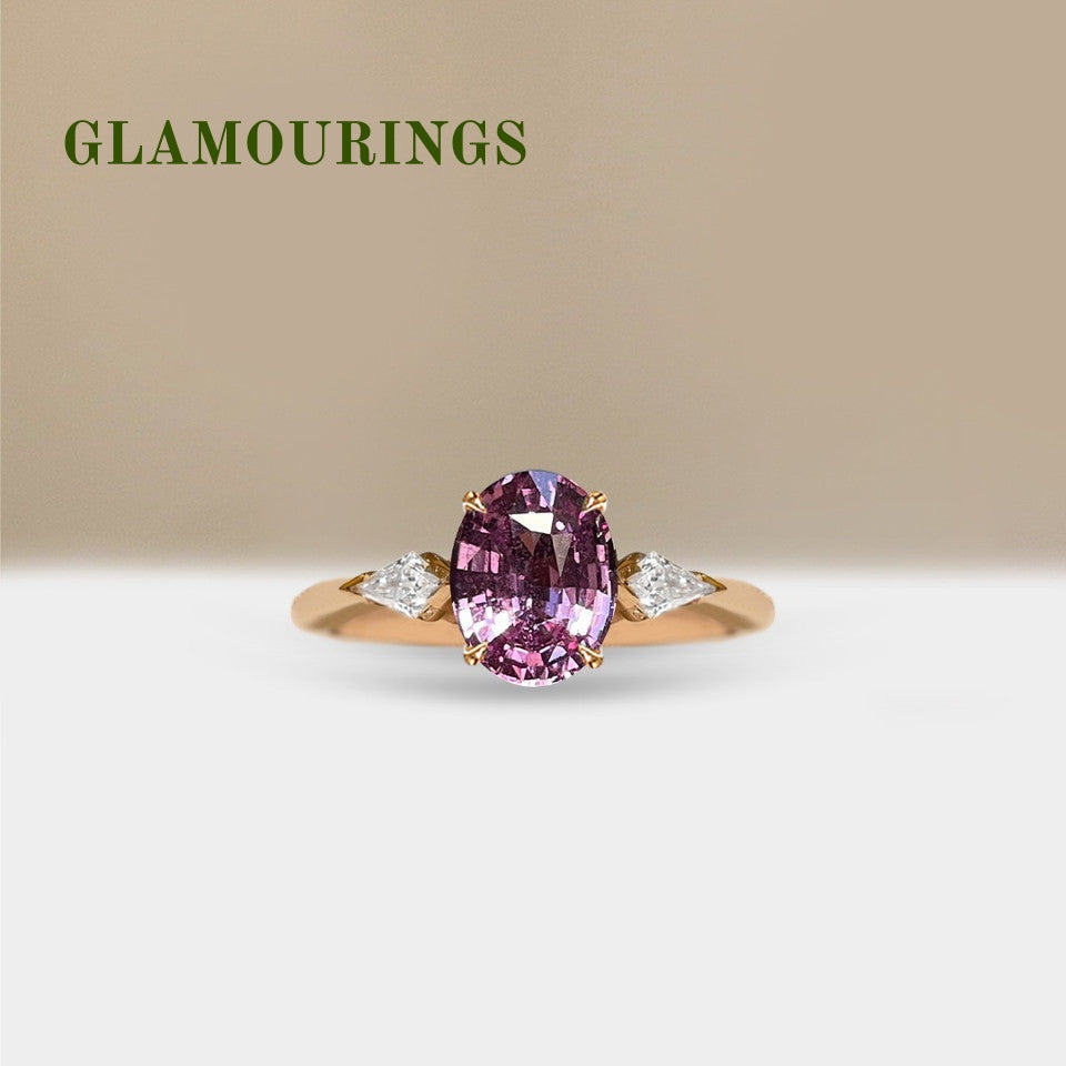 1.19ct Oval Peach Sapphire Engagement Ring