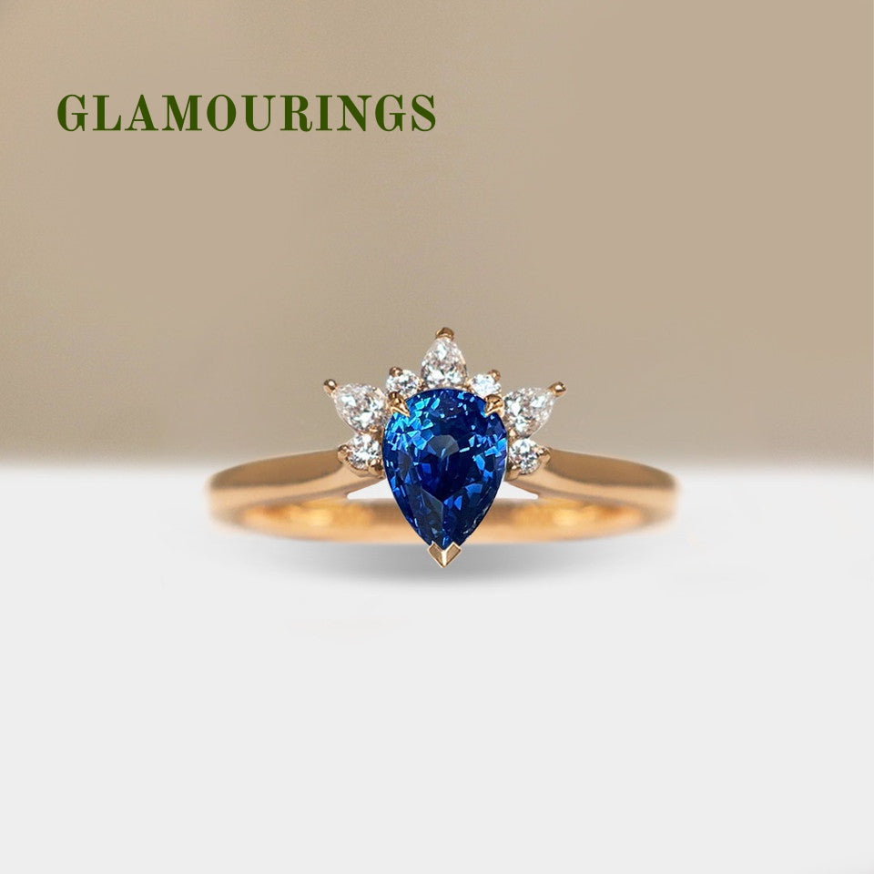 1.18ct Pear Blue Sapphire Engagement Ring