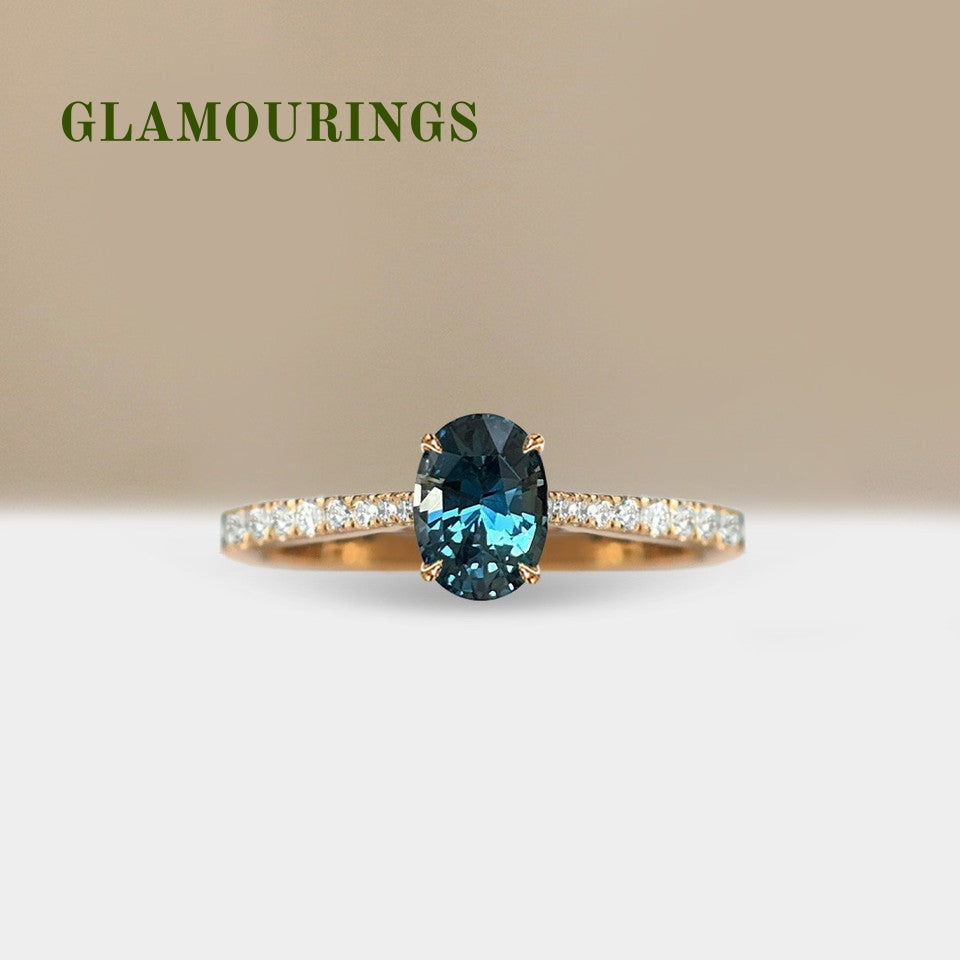 1.08ct Oval Teal Sapphire Engagement Ring