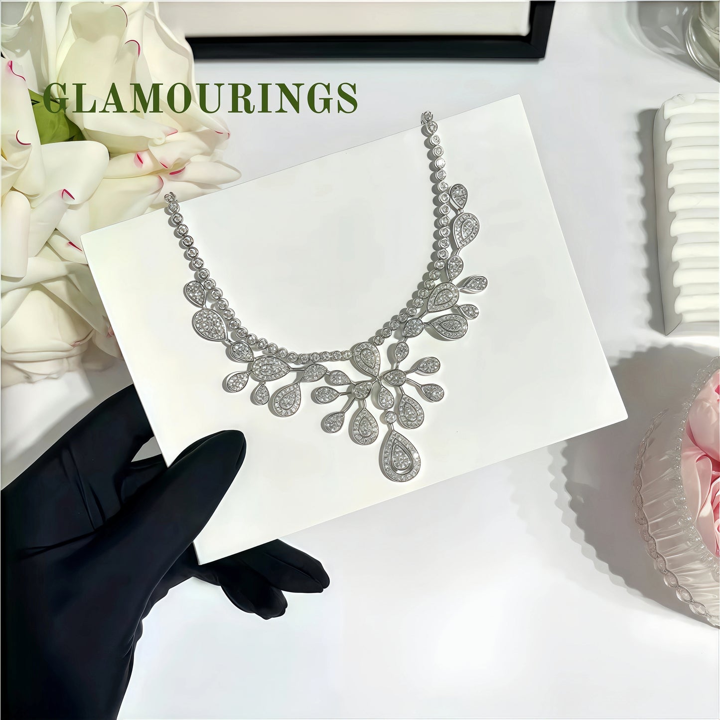 Pear-Shaped Blossom Moissanite Necklace